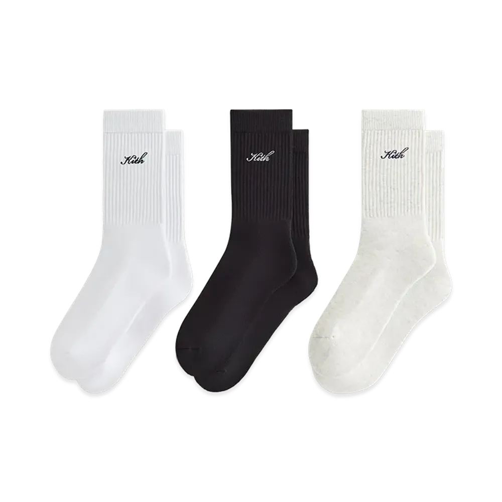 Kith 3-Pack Script Cotton Crew Socks "Multi"