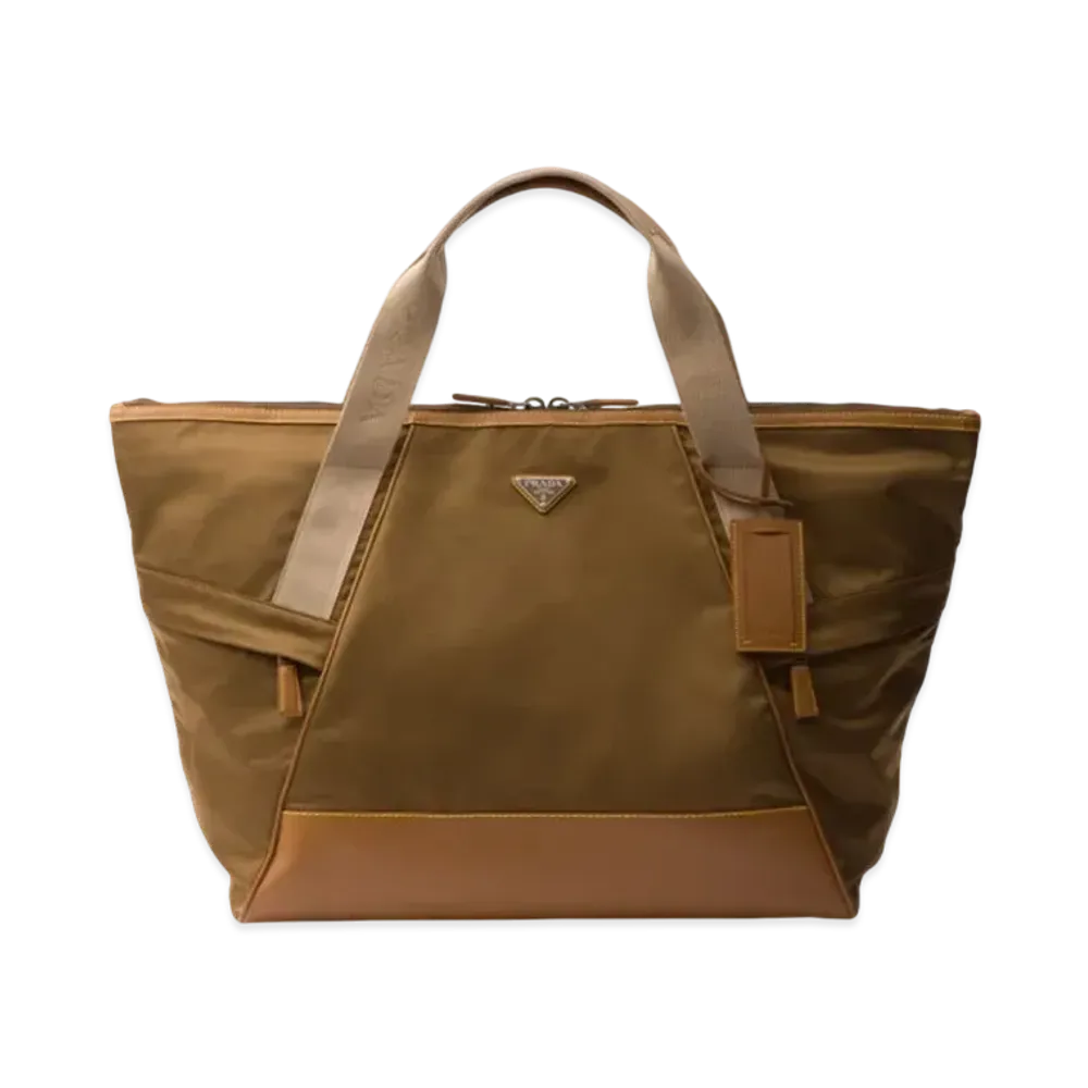 PRADA Re-Nylon and Leather Duffel Bag "Brown"