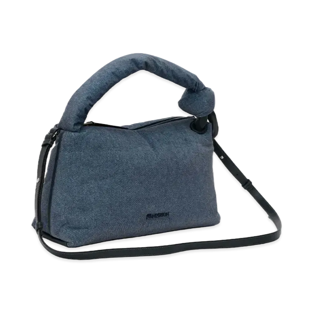 JW ANDERSON Puffy Corner Velvet Top-Handle Bag "Indigo"