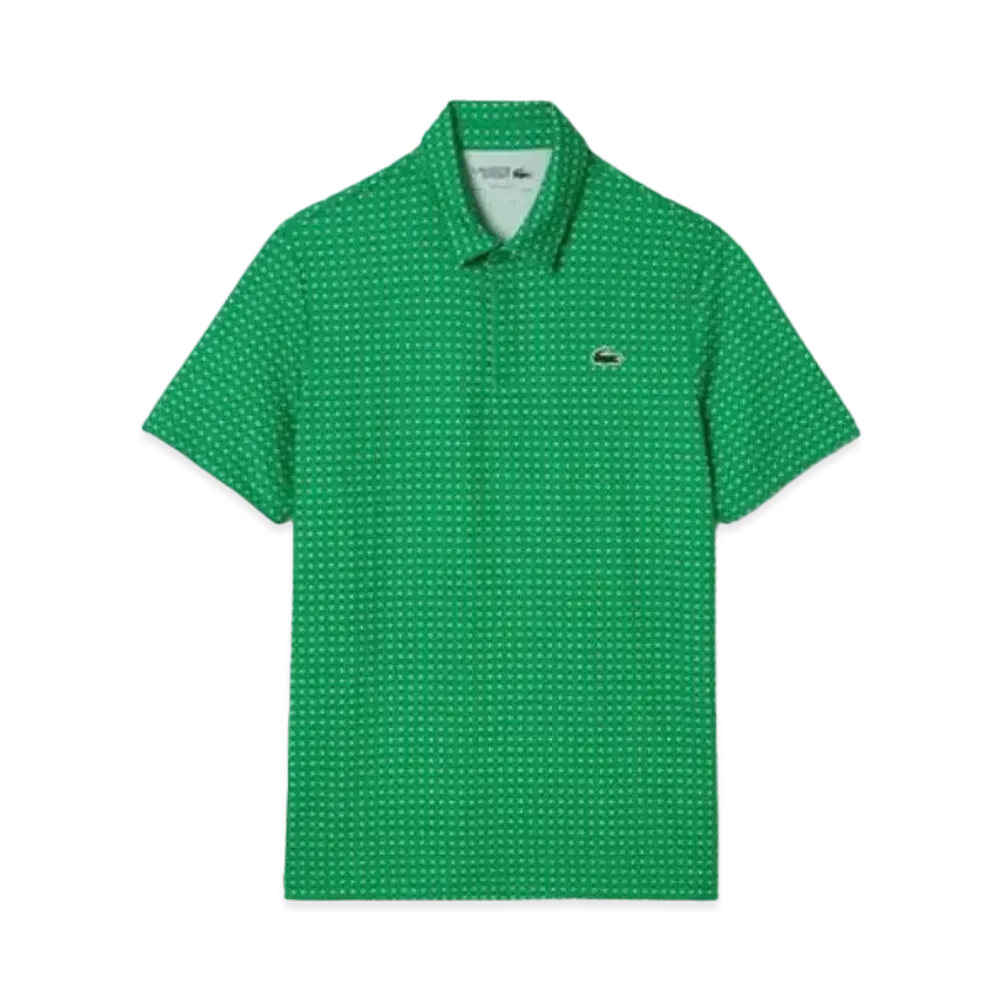LACOSTE Minimum Allover Print Golf Polo Shirt "Green"