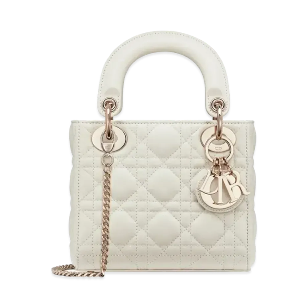 Dior Mini Lady Bag Cannage Lambskin "Latte/Pale Gold"