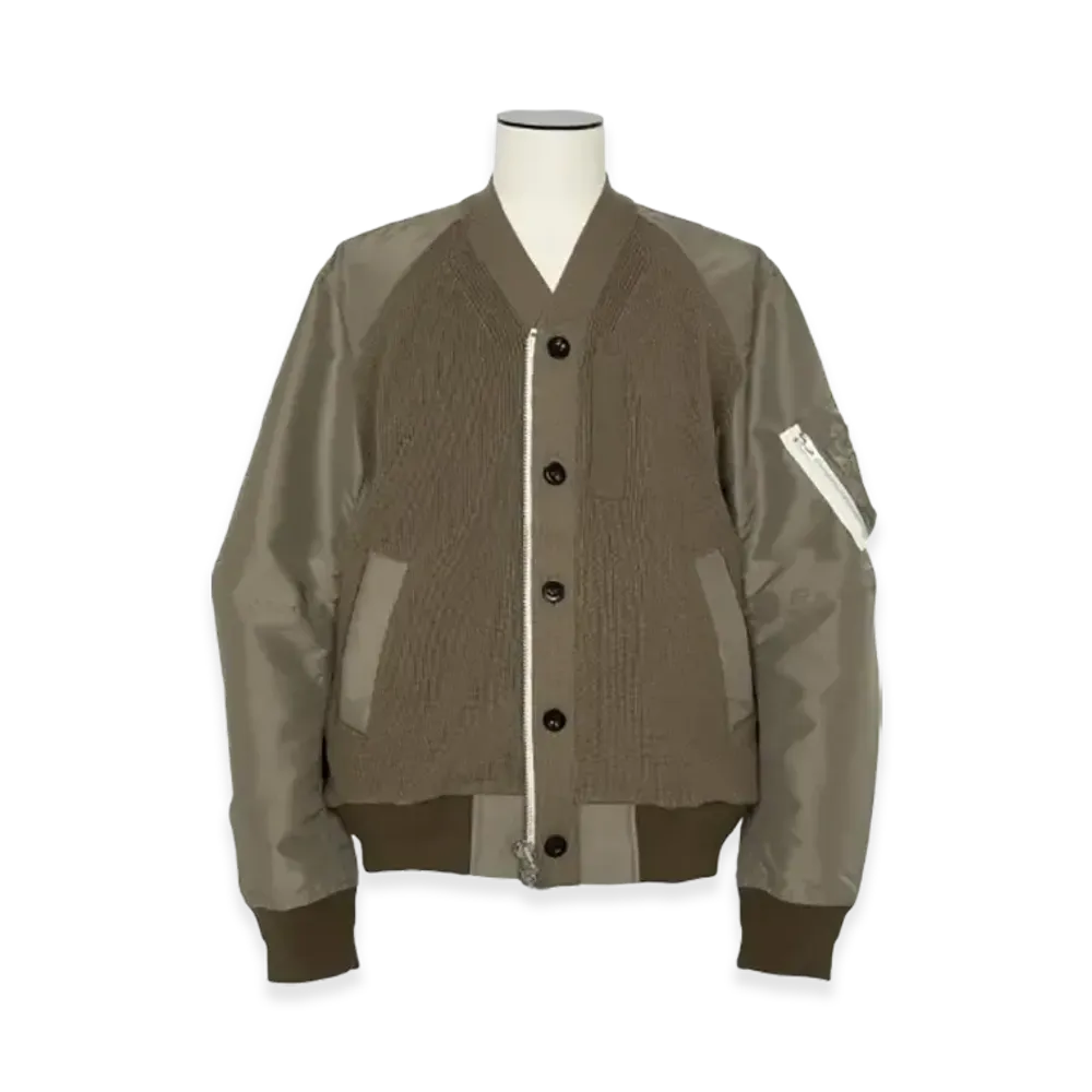 sacai Nylon Twill x Knit Blouson "Taupe"