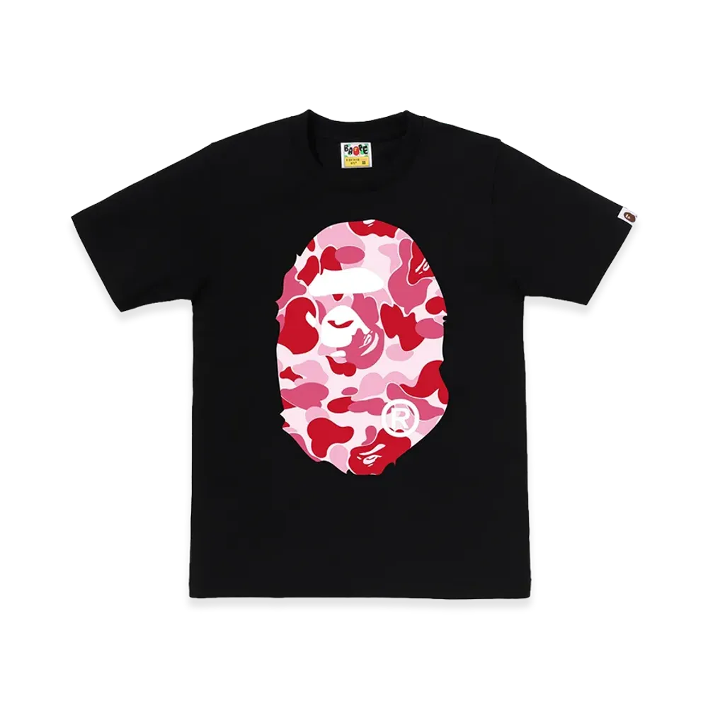 A BATHING APE Women's ABC Camo Big Ape Head Tee "Black/Pink"