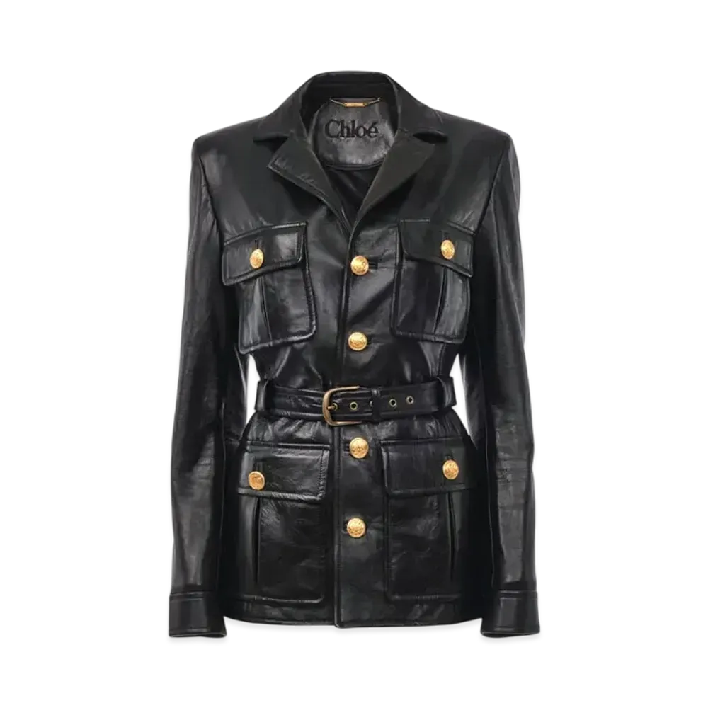 Chloe Utilitarian Jacket In Leather "Black"