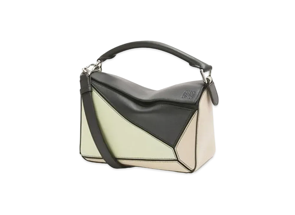 LOEWE Small Puzzle Bag In Classic Calfskin "Black/Pastel Green"