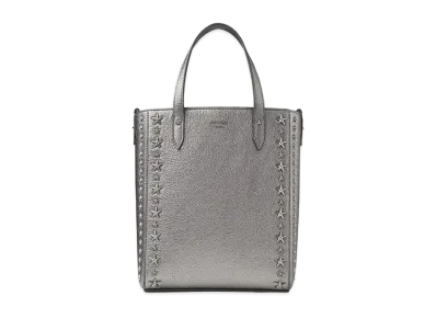 Jimmy Choo Pegasi N/S Metaric Soft Grainy Calf Leather Tote Bag With Stars Studs "Gunmetal"