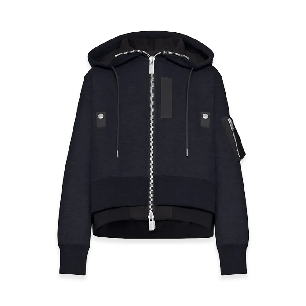 sacai Women's Cotton Blend Padded Hoodie "Black"