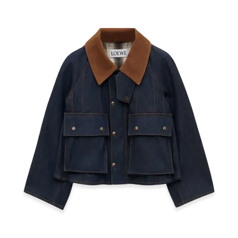 LOEWE Women's Trapeze Jacket in Denim Raw Denim "Raw Denim"