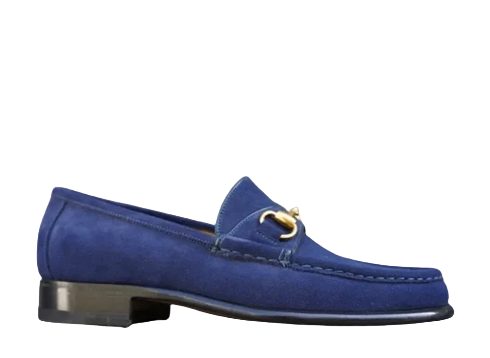Enzo Bonafe Bit Loafer Tuareg Suede "Navy"