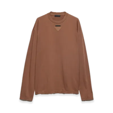 PRADA Long-Sleeve Cotton Tee "Brown"