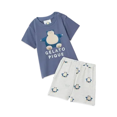 GELATO PIQUE x Pokemon Sleep Baby Cool To The Touch Print T-Shirt & Short Pants Set "Navy"