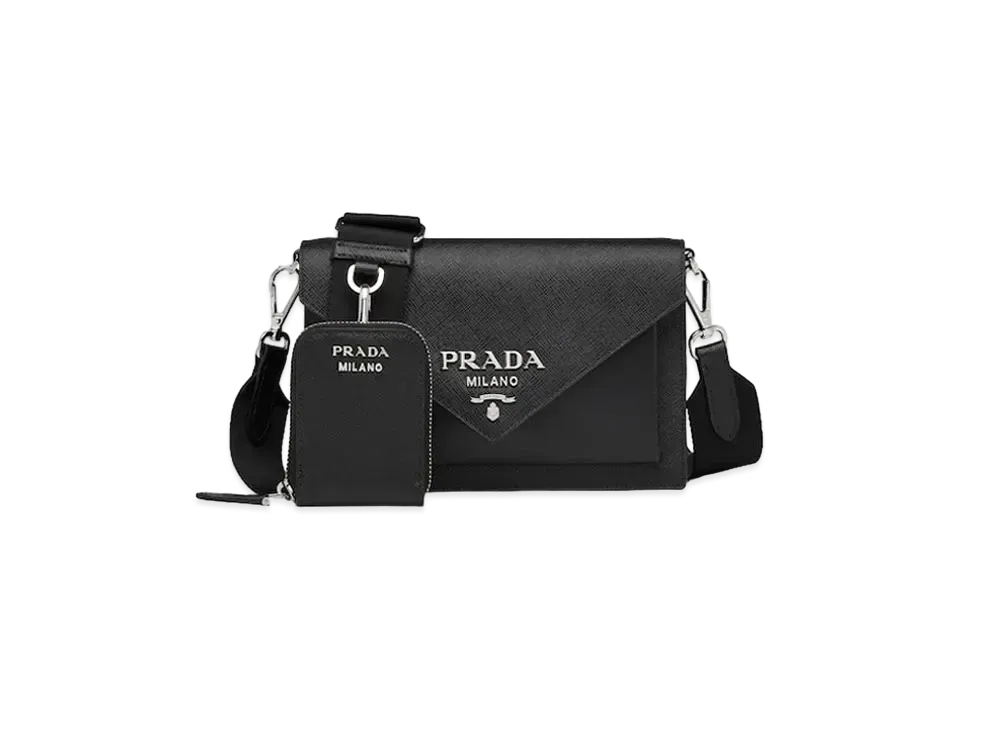 PRADA Saffiano Leather Mini Envelope Bag "Black"