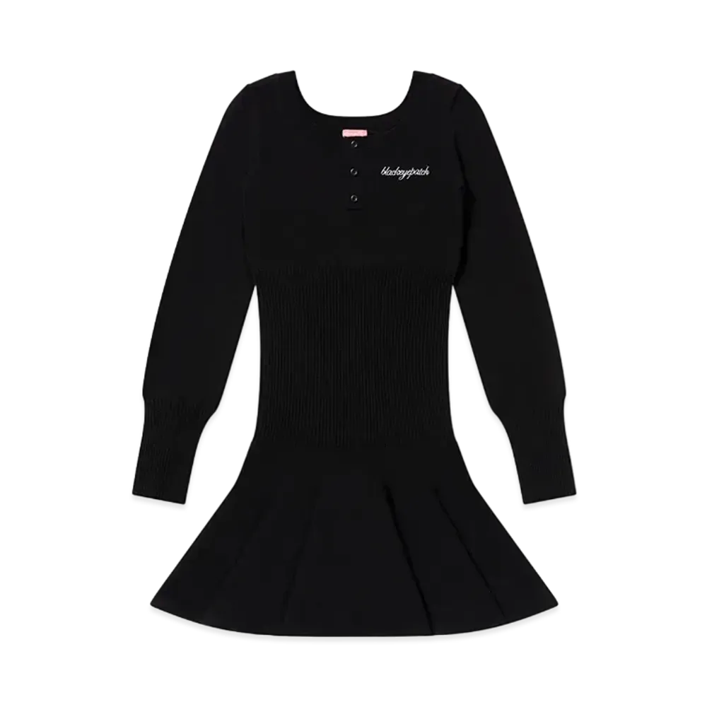 BlackEyePatch Henley Neck L/S Knitted Dress "Black"