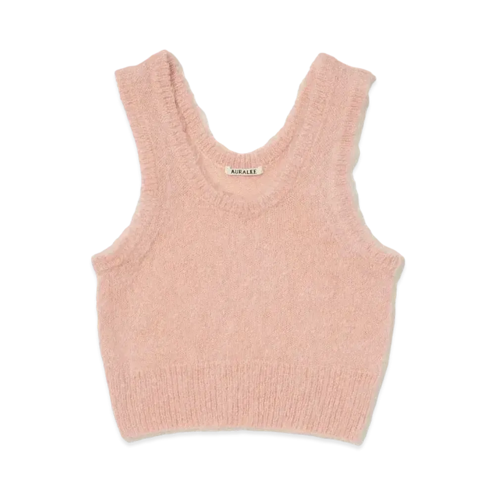 AURALEE Brushed Super Kid Mohair Knit Tank "Pink Beige"