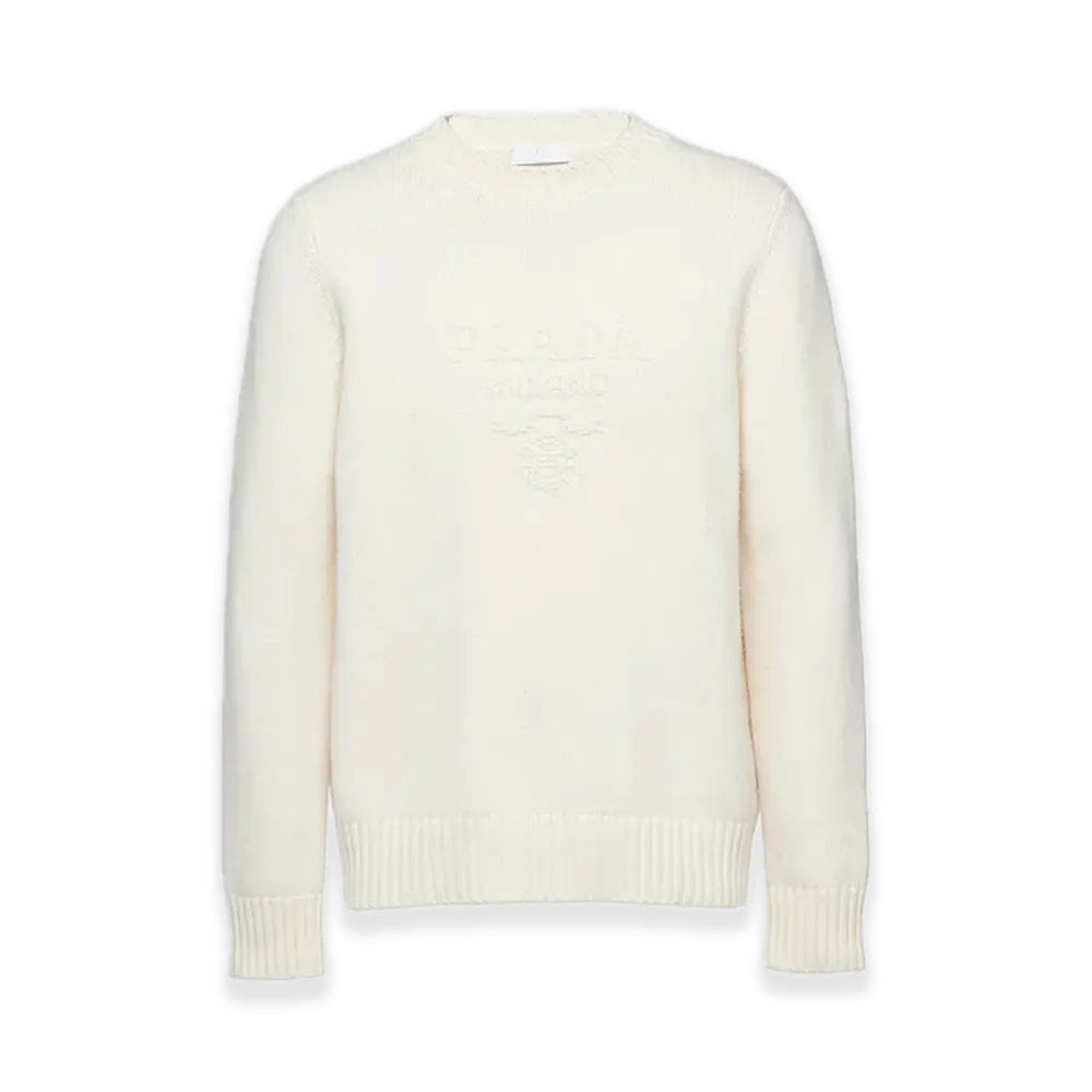 PRADA Wool x Cashmere Crewneck Sweater "White"