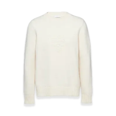 PRADA Wool x Cashmere Crewneck Sweater "White"