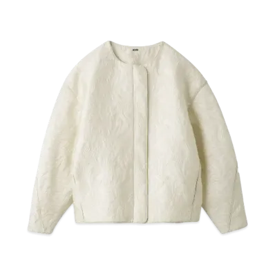 Mila Owen Bulge Jacquard Cocoon Blouson "Ivory"