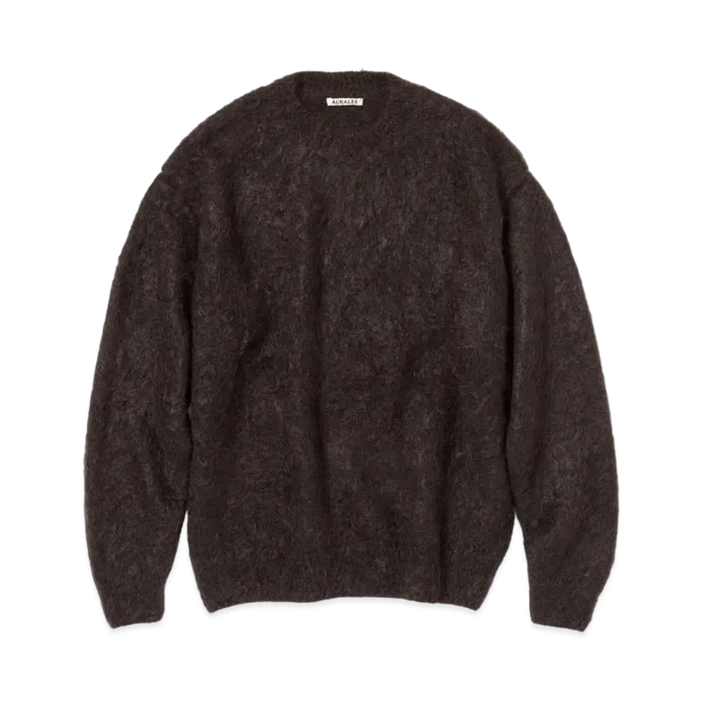 AURALEE BRUSHED SUPER KID MOHAIR KNIT P/O "Dark Brown"