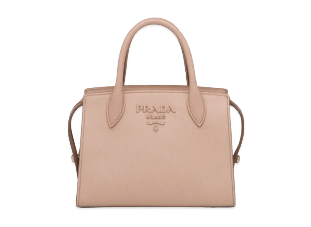 PRADA Saffiano Leather Monochrome Handbag "Pink Beige"