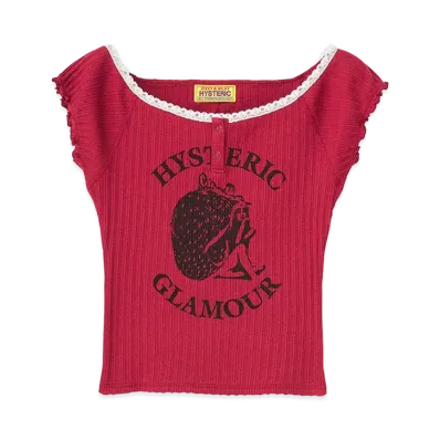 HYSTERIC GLAMOUR Women's Strawberry Freak Mini Tee "Pink"