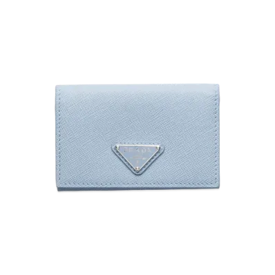 PRADA Saffiano Triangle Card Case "Pale Blue"