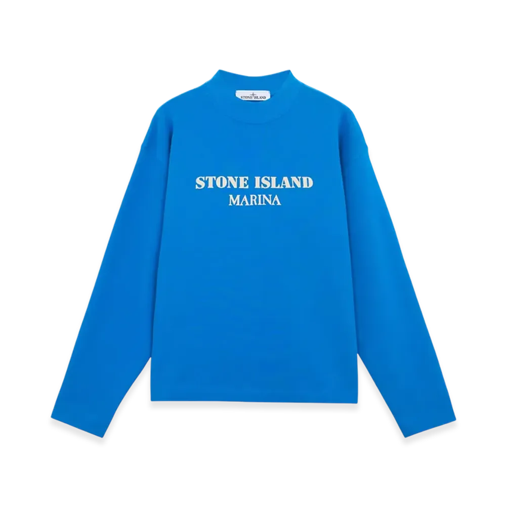 Stone Island 631X5 Cotton Fleece Stone Island Marina Oversized Fit Mock Neck Sweatshirt - 24FW "Bright Blue"