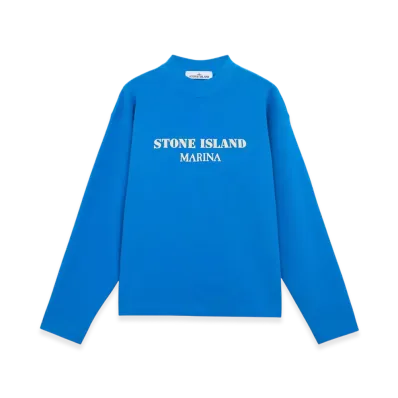 Stone Island 631X5 Cotton Fleece Stone Island Marina Oversized Fit Mock Neck Sweatshirt - 24FW "Bright Blue"