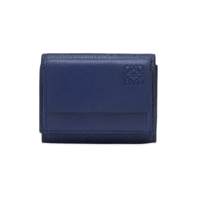 LOEWE Trifold Wallet In Calfskin "Navy Blue"