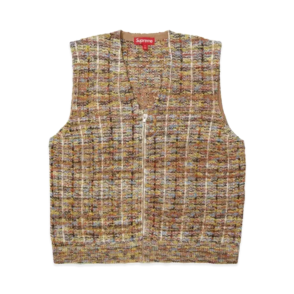 Supreme Speckled Zip Up Sweater Vest "Tan"