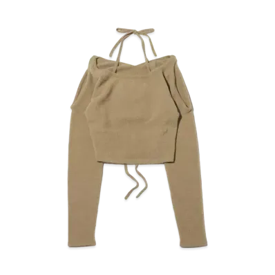 atmos pink Back Lace-Up Feather Knit "Beige"