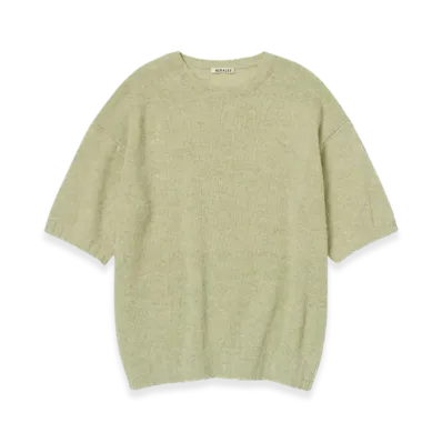 AURALEE Shetland Wool Cashmere Knit T-Shirt "Yellow Green"