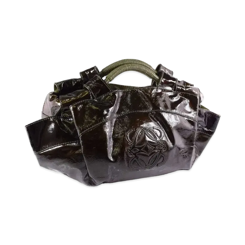 LOEWE Patent Leather Nappa Aire Handle Bag "Olive"