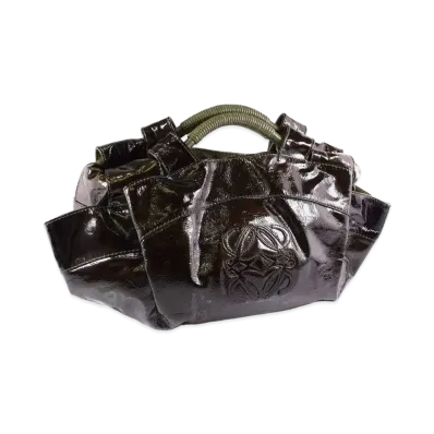 LOEWE Patent Leather Nappa Aire Handle Bag "Olive"