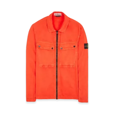 Stone Island 102WN Brushed Organic Cotton Overshirt - 23FW "Lobster Red"