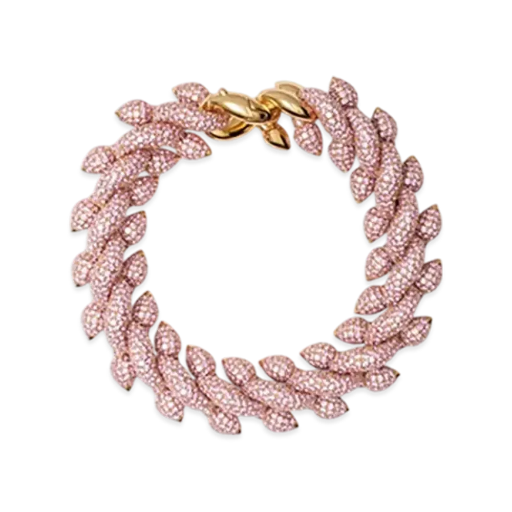 Burberry Spear Pave Chain Bracelet "Gold/Pink"