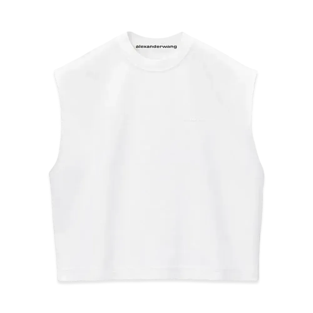 Alexander Wang Cotton Logo Muscle Tank Top "White"