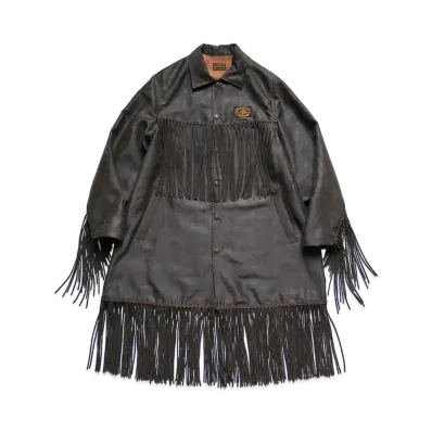 KAPITAL MUD DYED SILK FRINGE COAT "Black"