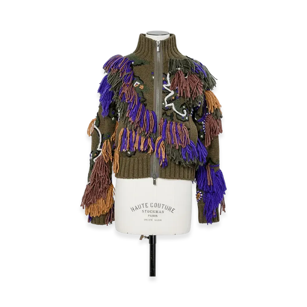sacai Paisley Jacquard Knit Blouson "Khaki"