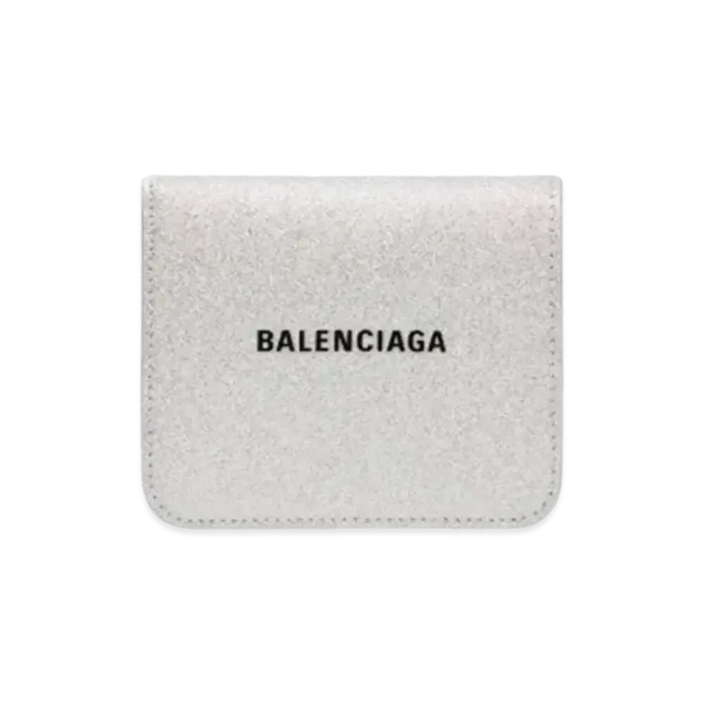 BALENCIAGA Cash Coin Card Holder Sparkling Fabric "Silver"