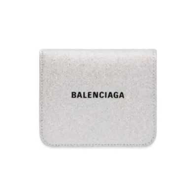 BALENCIAGA Cash Coin Card Holder Sparkling Fabric "Silver"