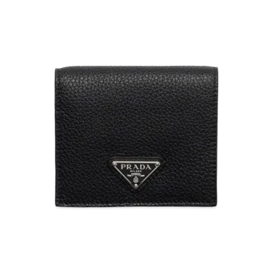PRADA Leather Wallet "Black/Burgundy"
