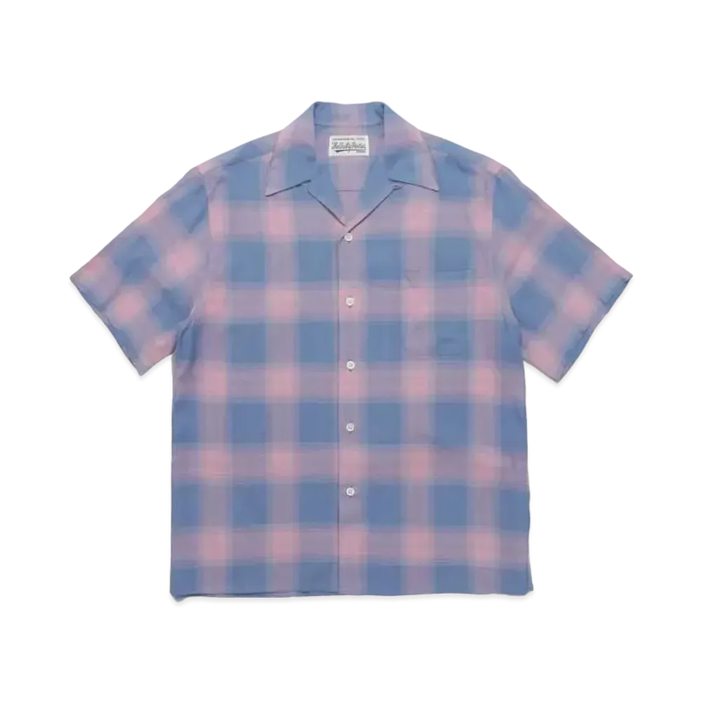 WACKO MARIA CHECK OPEN COLLAR SHIRT "Blue"