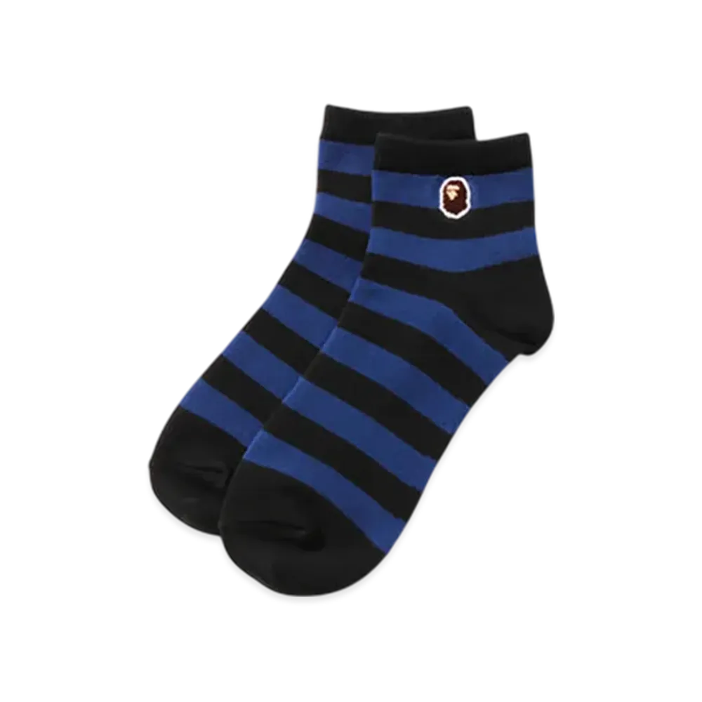 A BATHING APE Ape Head One Point Hoop Ankle Socks "Blue"