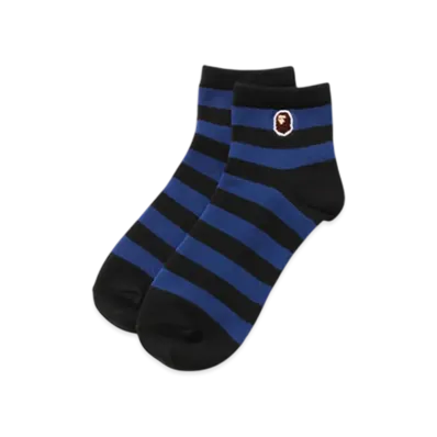 A BATHING APE Ape Head One Point Hoop Ankle Socks "Blue"
