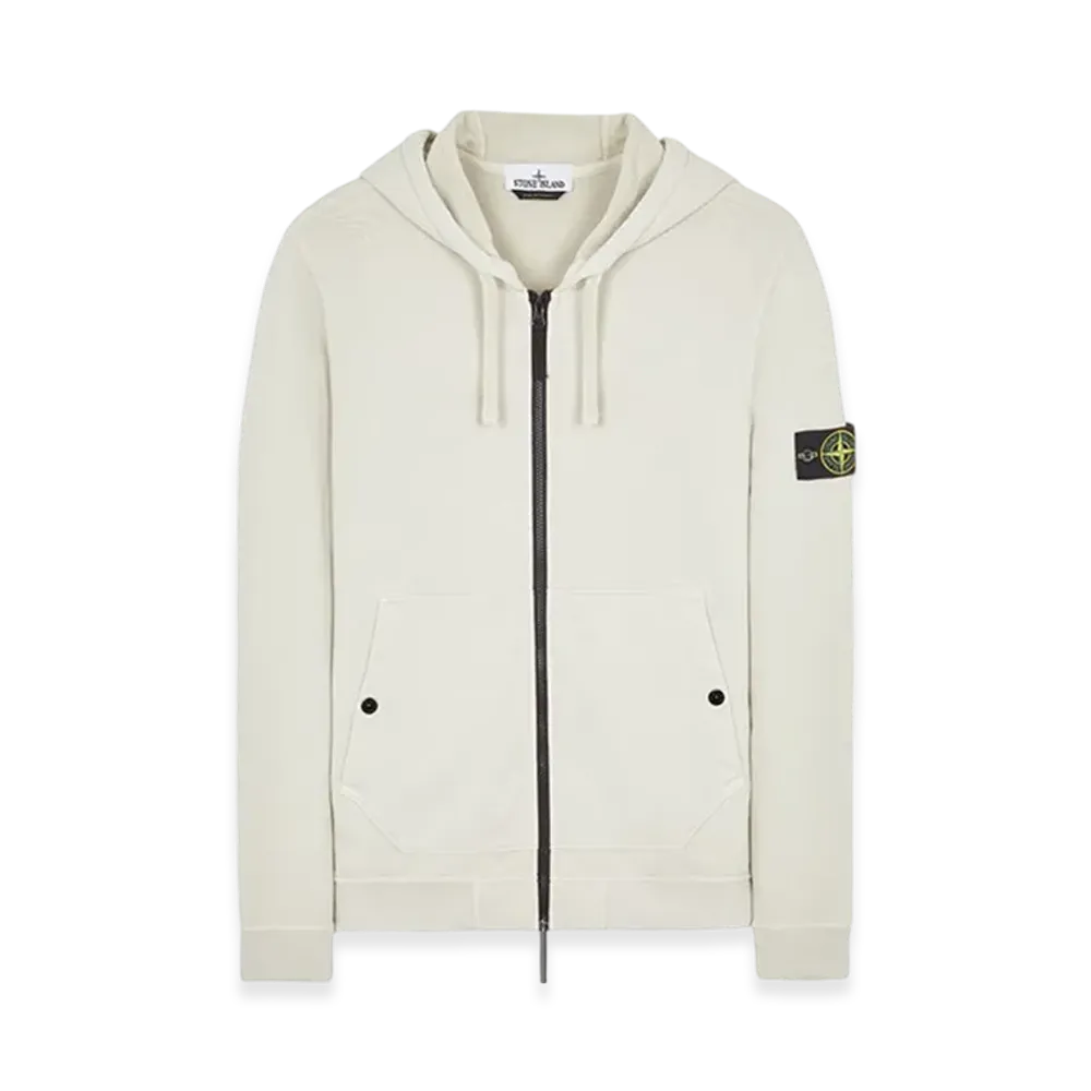 Stone Island 61620 Brushed Cotton Fleece Garment Dyed Full Zip Hooded Sweatshirt - 23FW "Stucco"