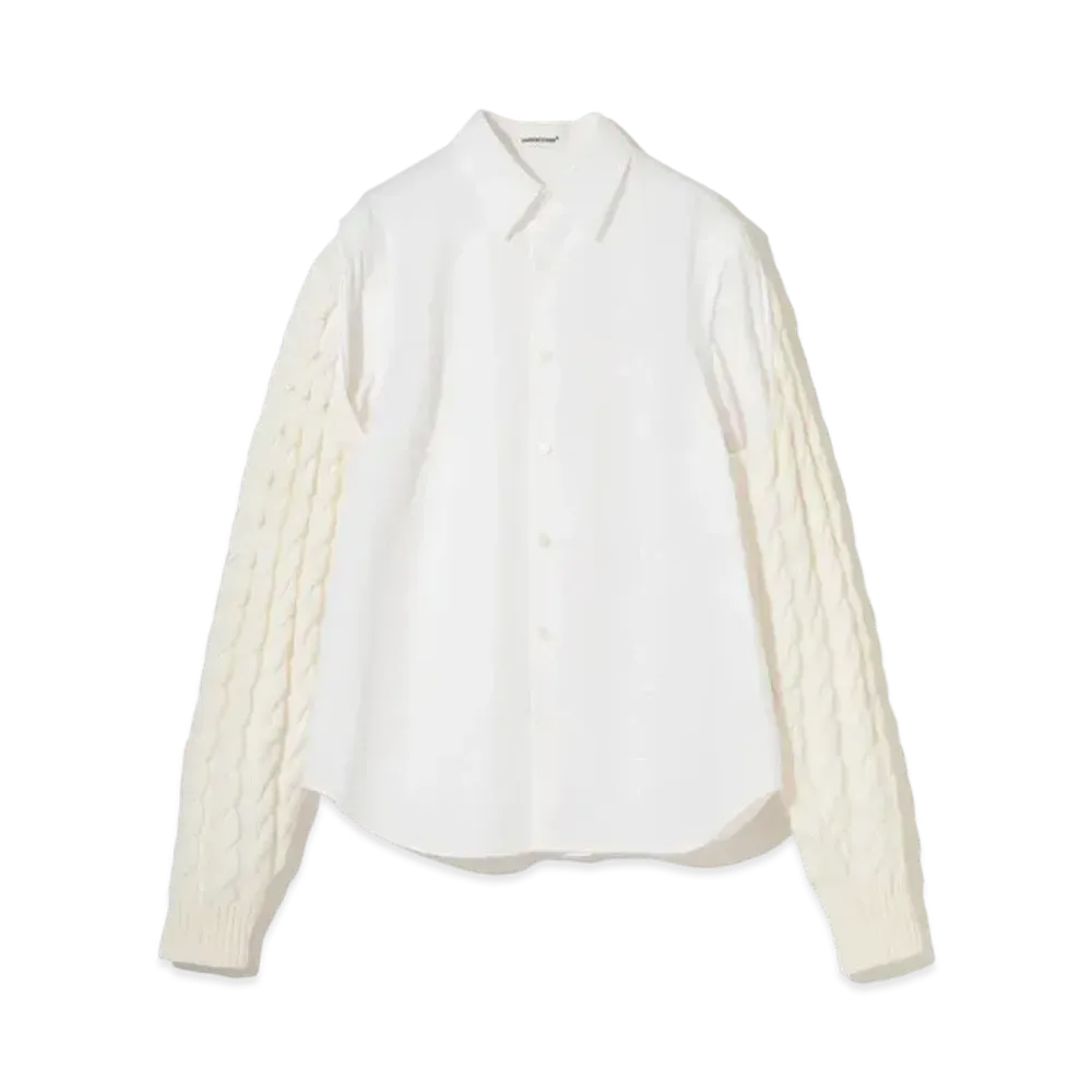 UNDERCOVER Knit Switching Cotton Shirt "White"