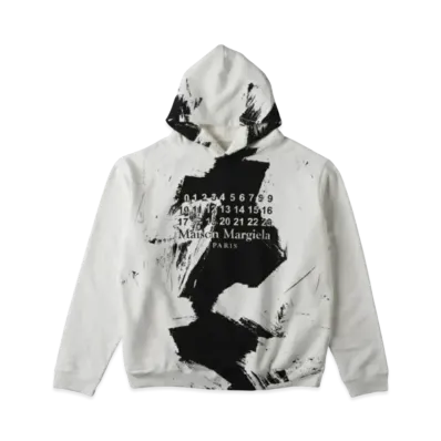 Maison Margiela Diagonal Paint Effect Hoodie "White"