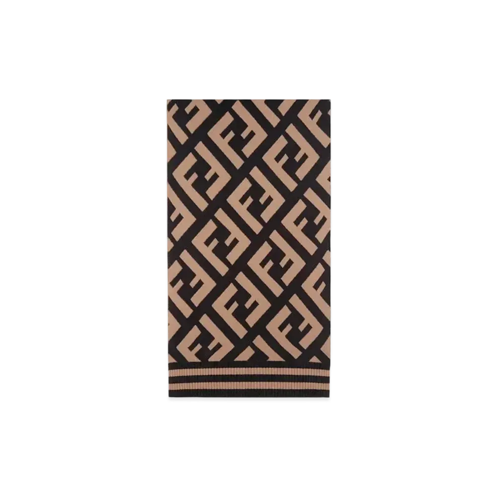 FENDI FF Scarf Wool & Viscose Shawl "Brown"
