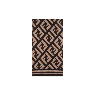 FENDI FF Scarf Wool & Viscose Shawl "Brown"