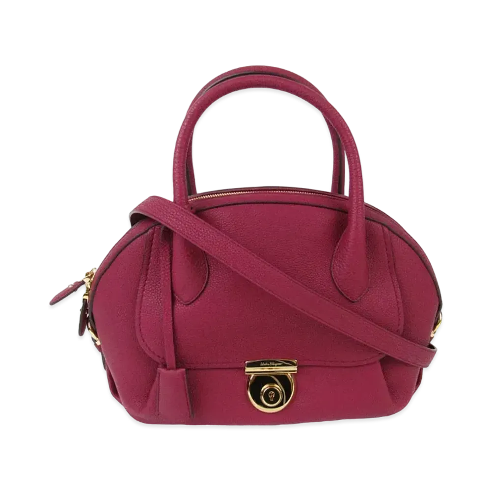 Salvatore Ferragamo Fiamma Leather 2WAY Bag "Red"
